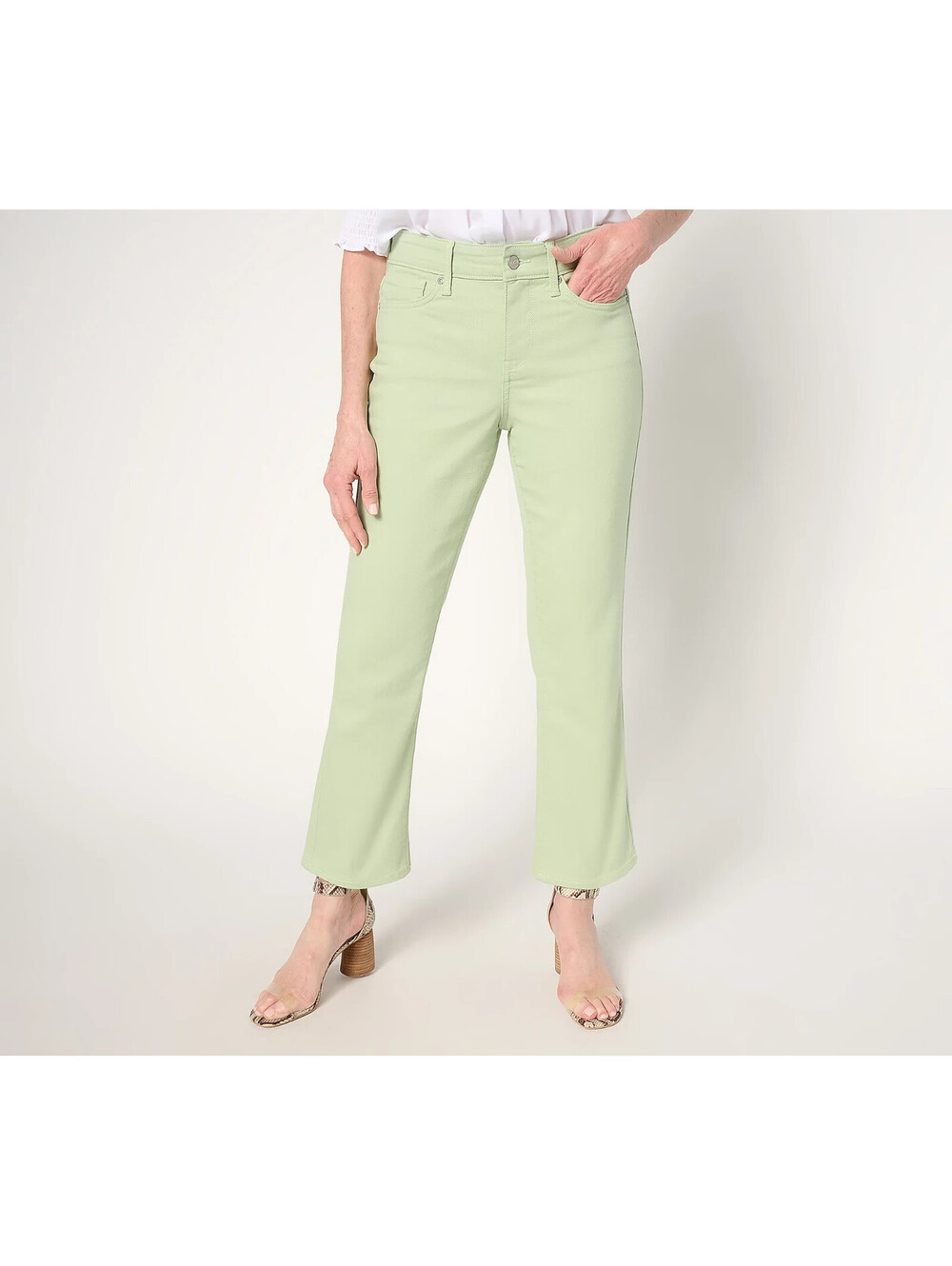 NYDJ Ellison Straight Leg Ankle Jeans with Cool Embrace Green Ivy, Tall Size 0